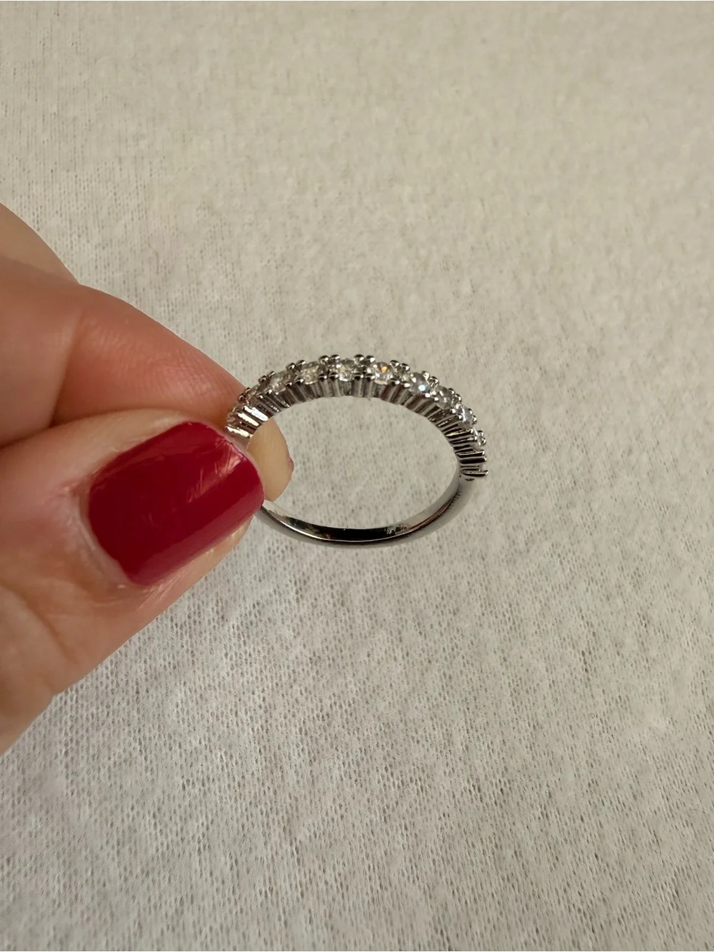 Sterling Silver Cubic Zirconia Wedding Band - White